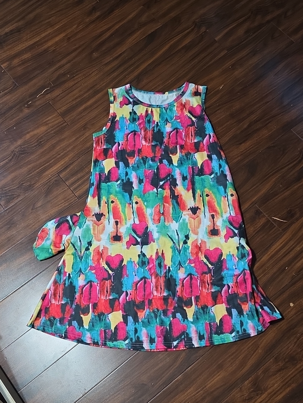Multicolor Watercolor Print Tank Dress